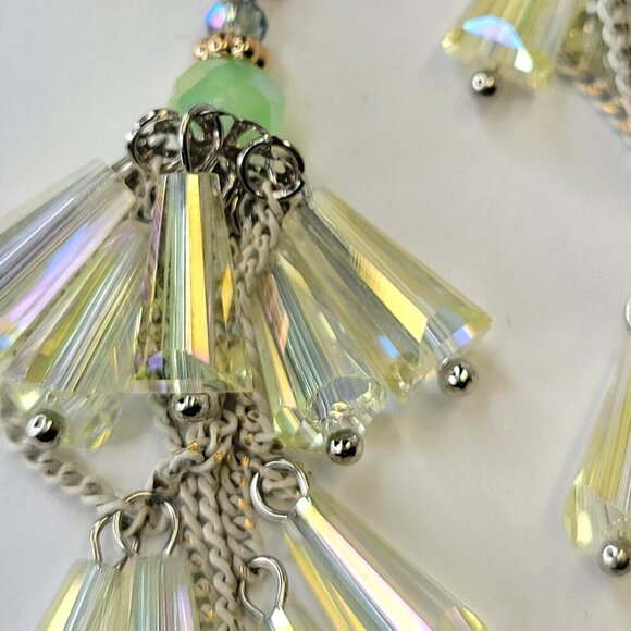 Crystal Glass Prism Earrings Chandelier Earrings Teardrop Cone Faceted Prism - Picture 3 of 5